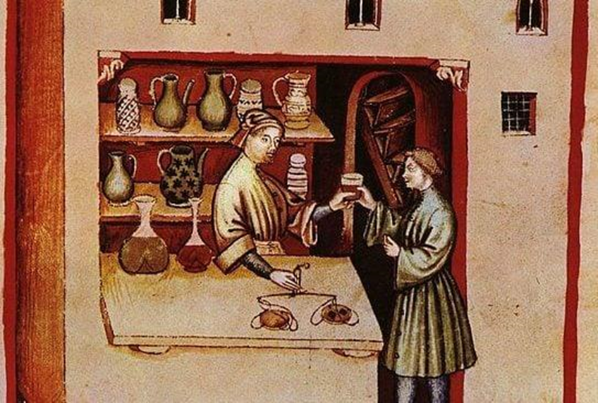 Средневековая аптека. Источник изображения: www.medievalists.net