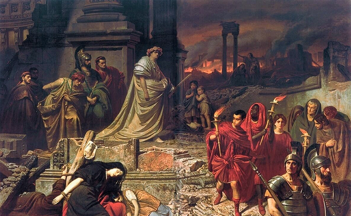 Римская империя нерон. Император Нерон сжег Рим. Великий пожар Рима Нерон. Император Нерон пожар в Риме.