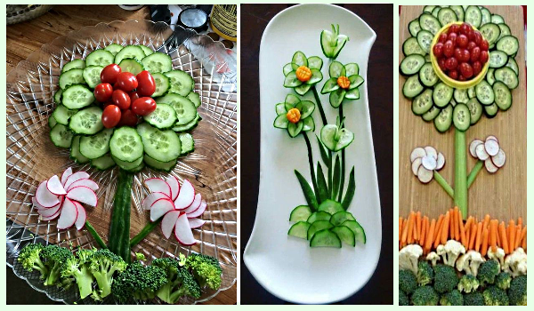 Красивое оформление овощной нарезки на праздничный стол