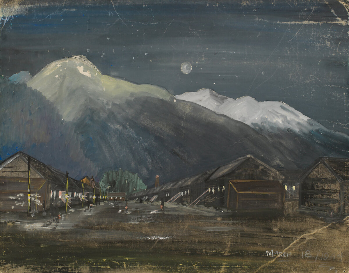 Кадзуо Накамура, "18 марта", 18 марта 1944 года, открытка гуашью, 28 х 35,5 см, Канадский военный музей, Оттава.