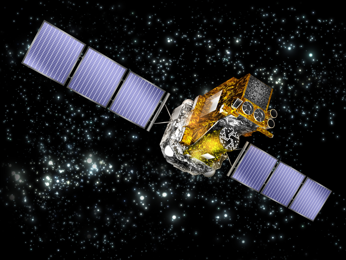 An artist's impression of the INTEGRAL spacecraft in space. (Credit: ESA/Medialab)
