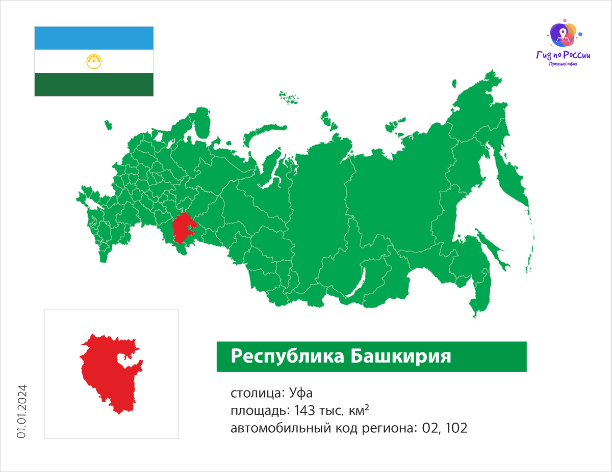 Республика Башкортостан на карте 