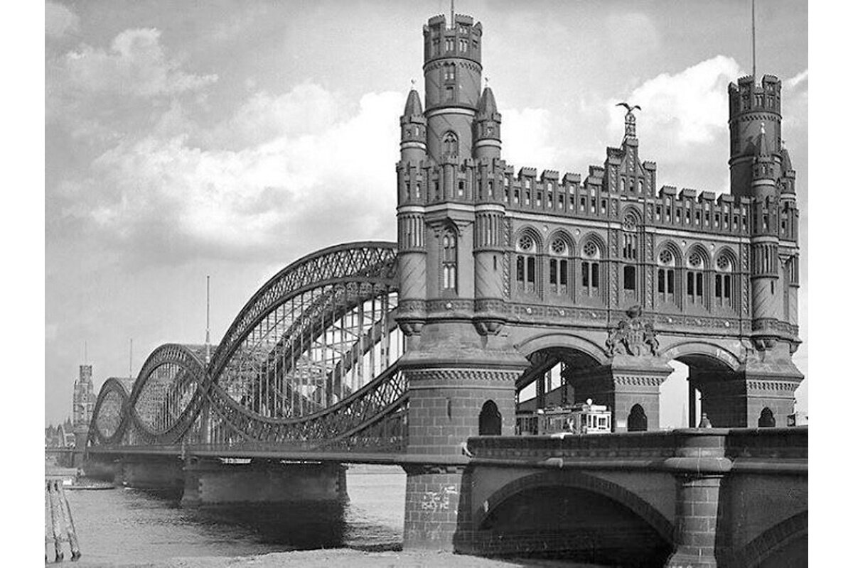 Первоначальный вид моста через Северную Эльбу в Гамбурге. Германия, 1887-1959 годы.