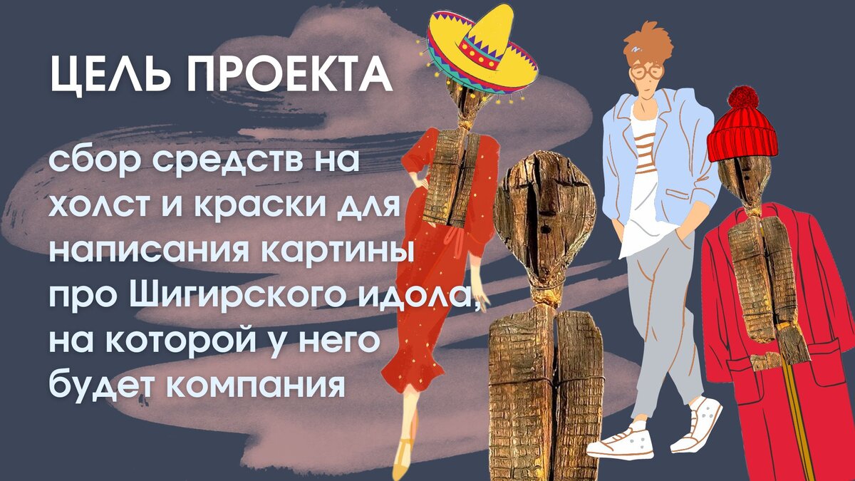 Постер автора. Источники фото: Яндекс, Свердловский областной краеведческий музей, Нейросеть Кандинский, архив автора. Здесь и далее: изображения на постерах не являются эскизами или набросками картины об идоле.