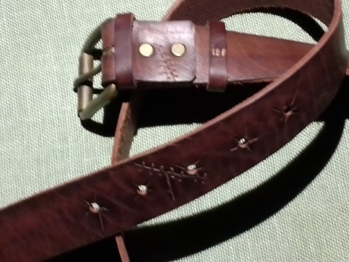 Авторский ремень и бычьей кожи мастерской Бароссо Арт