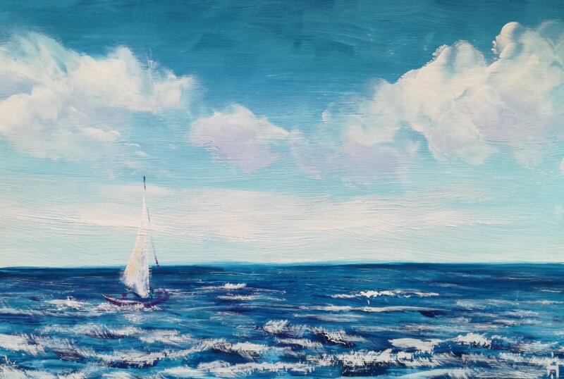 Море в технике правополушарного рисования