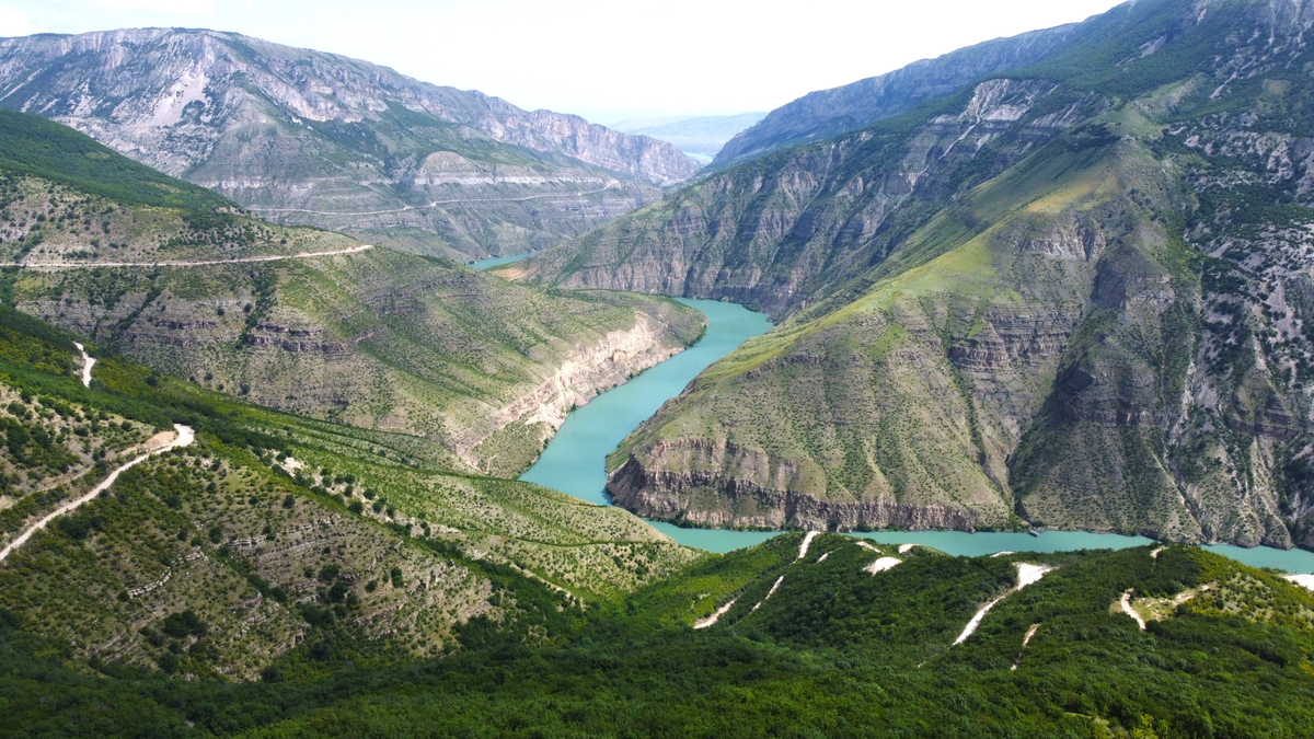 Сулакский каньон — съёмка с коптера