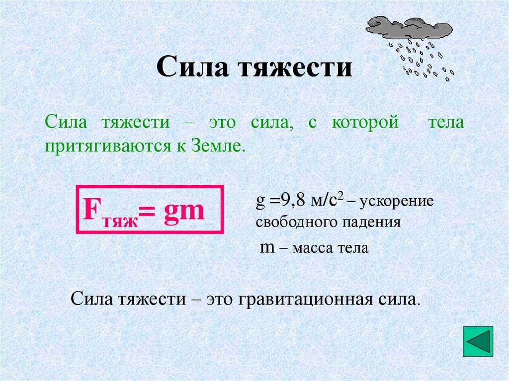 Какая величина силы тяжести