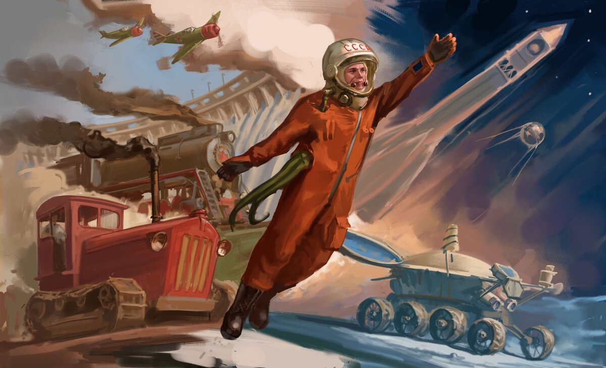 Юрий Гагарин — один из самых популярных персонажей для рисования, воссоздания советской эстетики