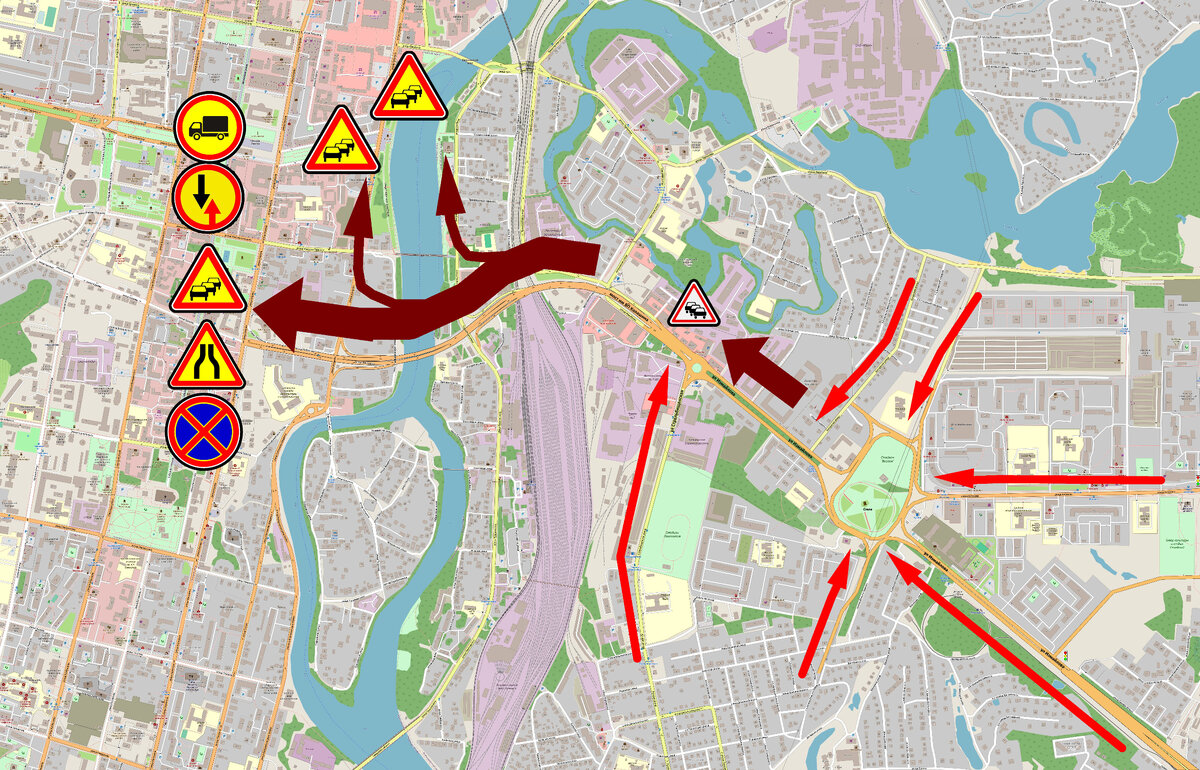 Направление транспортного потока  по ул Измайлова в сторону исторической части города