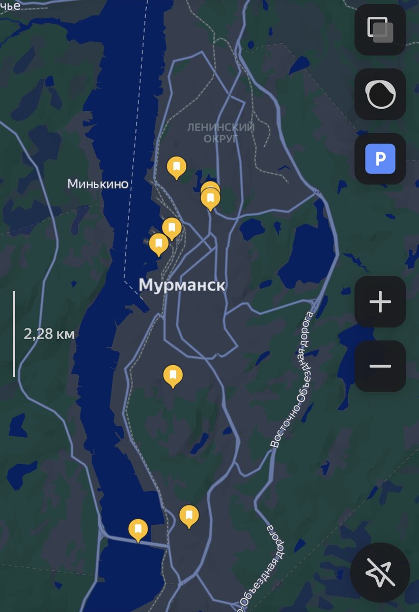 Здесь уже отмечены мои места в самом Мурманске.