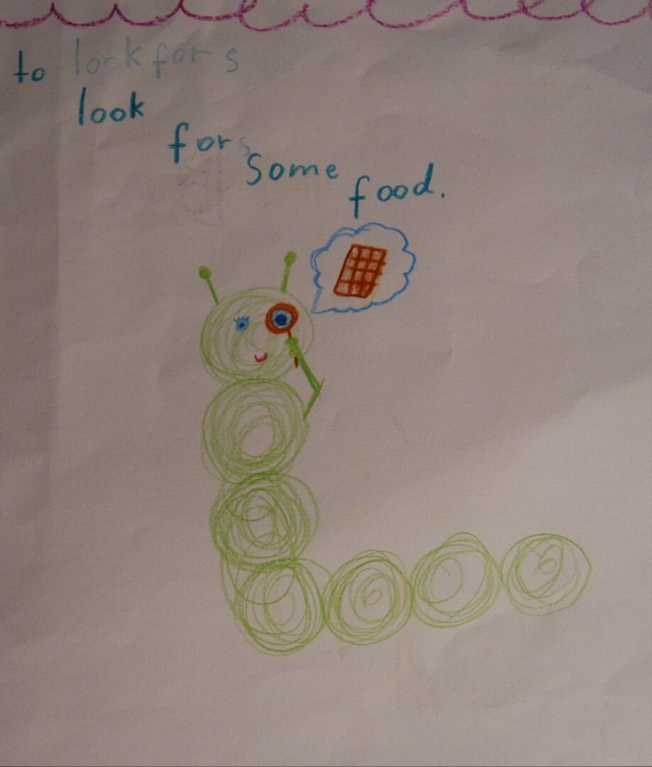 Гусеница ищет поесть!