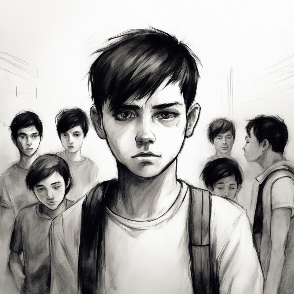 Буллинг. Рисунок сгенерирован нейросетью.