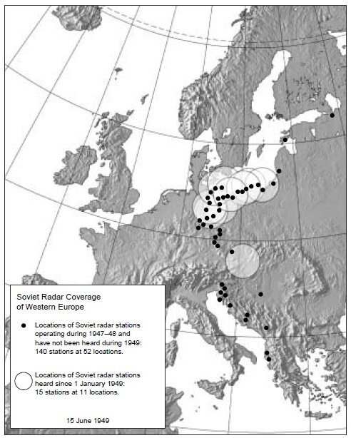 Обнаруженные в 1948-1949 году советские радары в Восточной Европе