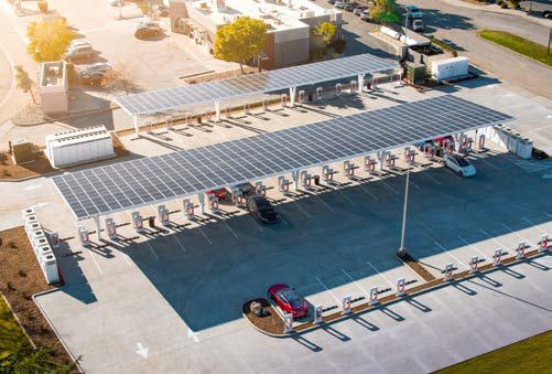 Supercharging station, courtesy of Tesla, Inc
