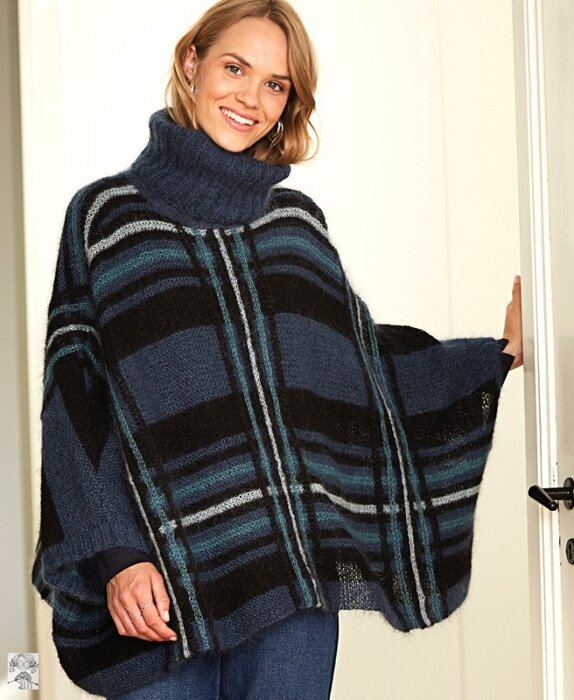 Вязаный пончо-свитер в изысканную клетку с высоким воротником гольф https://www.liveinternet.ru/users/3415588/post503513775/