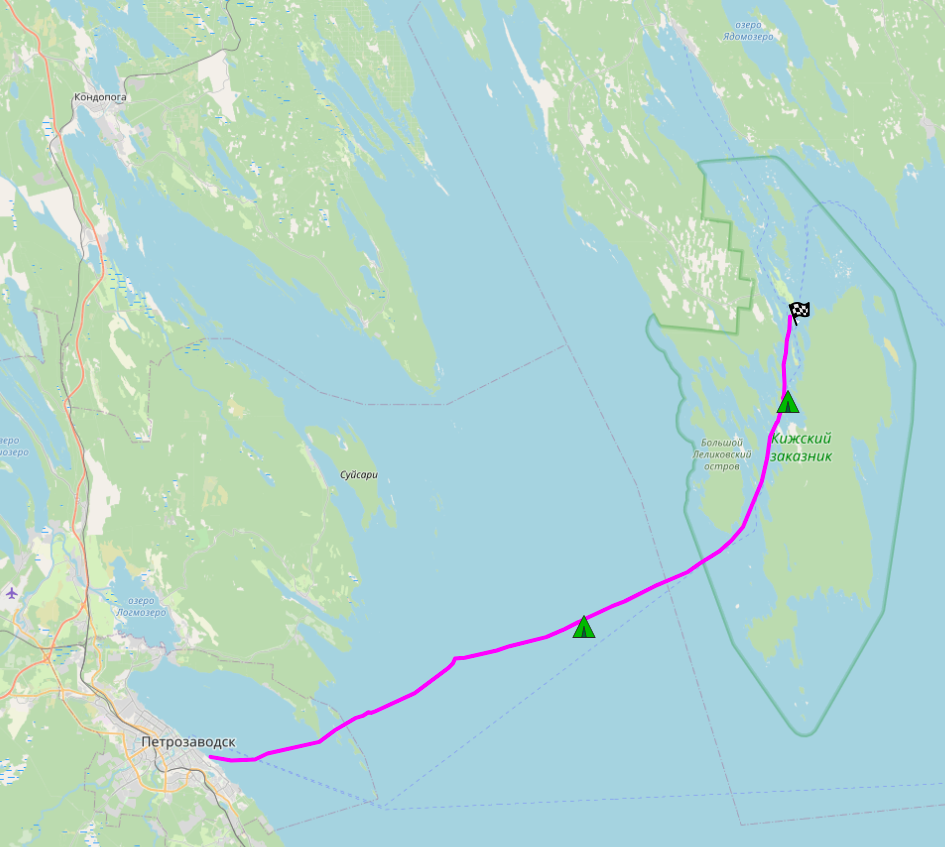 Карта лыжного похожа по Онежскому озеру (ссылка на трек в конце статьи).