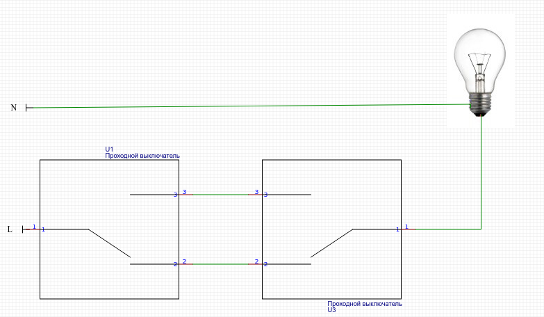 Как установить проходной выключатель света в коридоре схема подключения