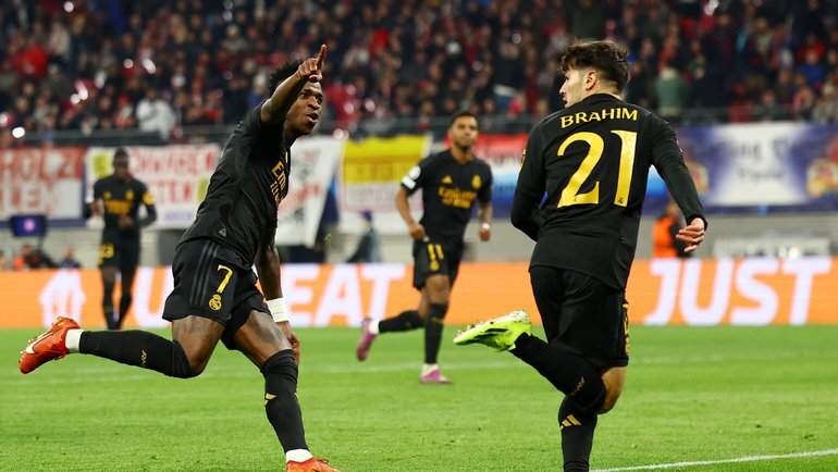    Игроки «Реала» радуются голу в ворота «Лейпцига». Reuters