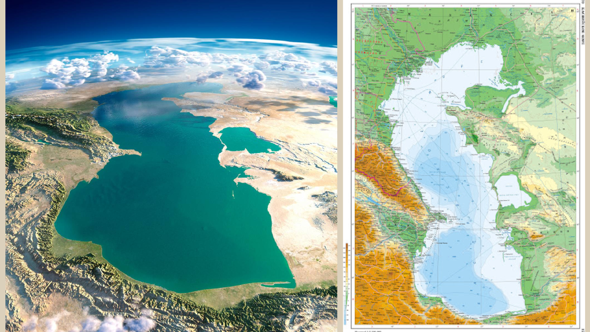 Вид сверху на Каспийское море (или озеро?). Источник: https://radioiskatel.ru/