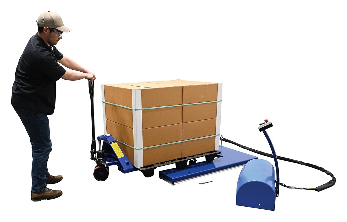 Загрузка низкопрофильного подъемного стола с Е-образной платформой с рохли