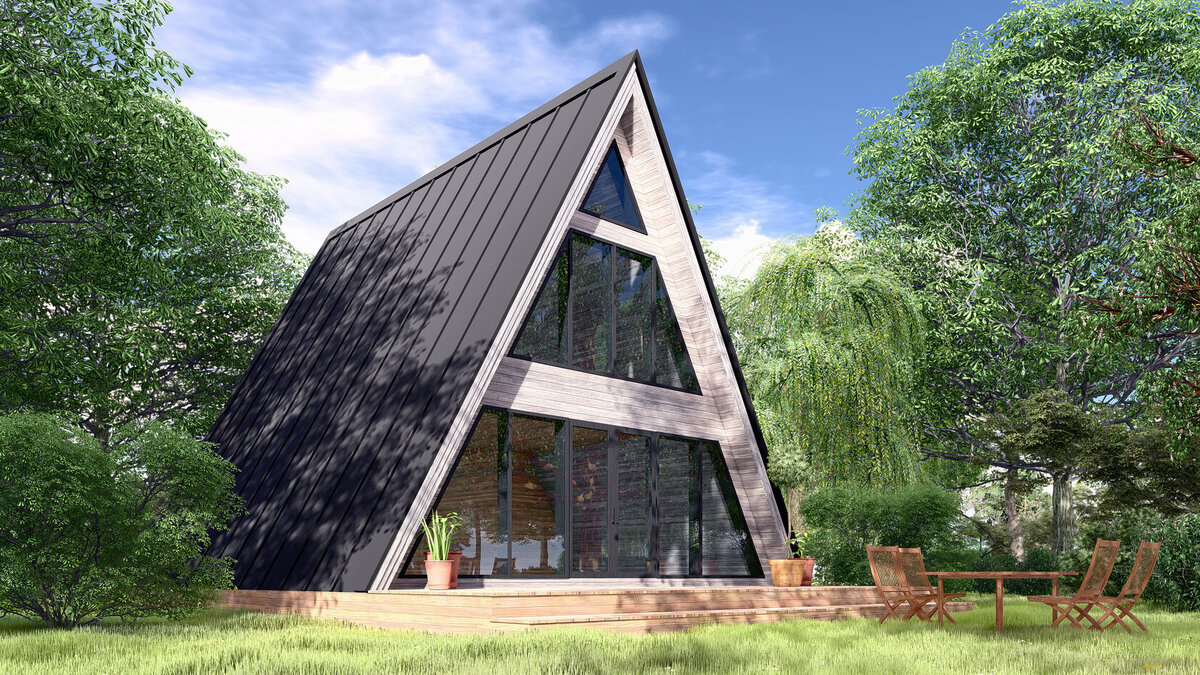 Фальцевая кровля А-фрейм дома