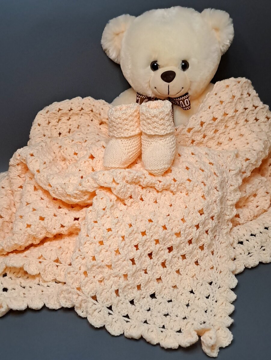 N.Tenderness Плед для новорожденного и пинетки 