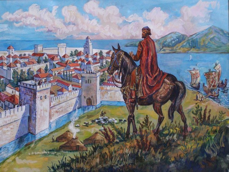 Иллюстрация "Хан Кубрат" в стиле книжная графика | Олег Леонтьев