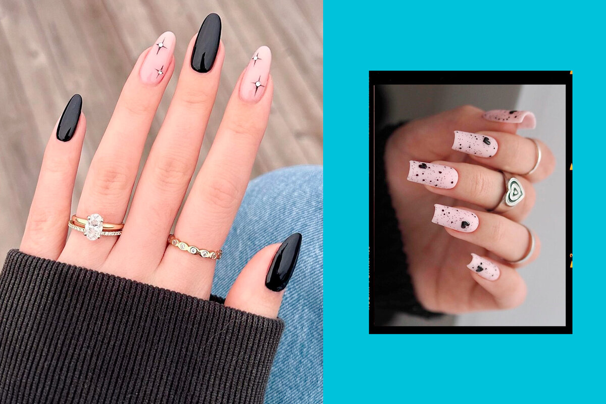    20 вариантов маникюра с черным лаком: идеи для длинных и коротких ногтей в классической темной гамме
