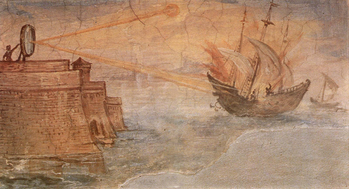 Зеркала Архимеда. картина Джулио Париджи, 1599 год