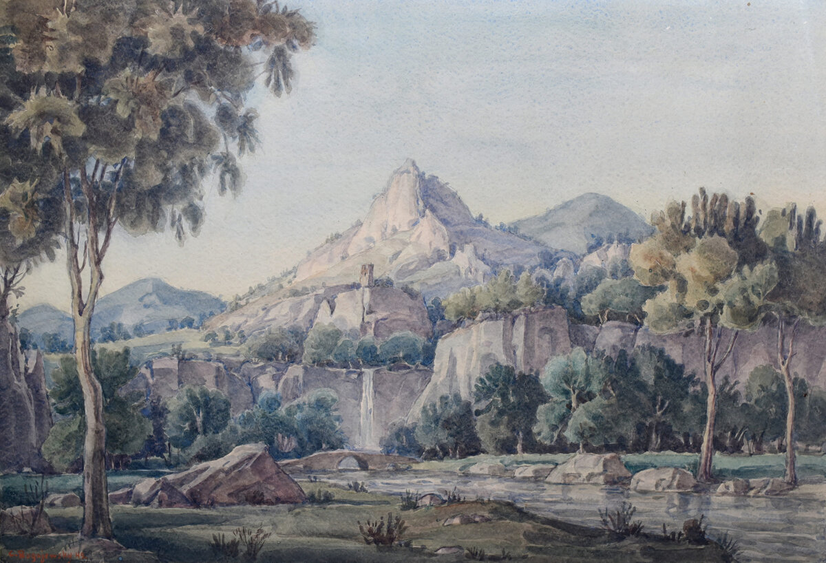 Картина Константина Богаевского «Пейзаж с водопадом и мостом» // Фото: пресс-служба Симферопольского художественного музея