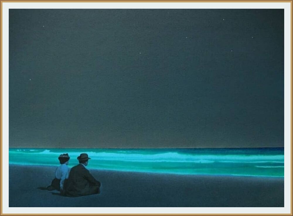 Картина американского художника Девина Леонарди / Devin Leonardi (1981-2014) под названием " Двое друзей на берегу Лонг-Айленда "/ Two Friends on the Shore of Long Island /  2009 год