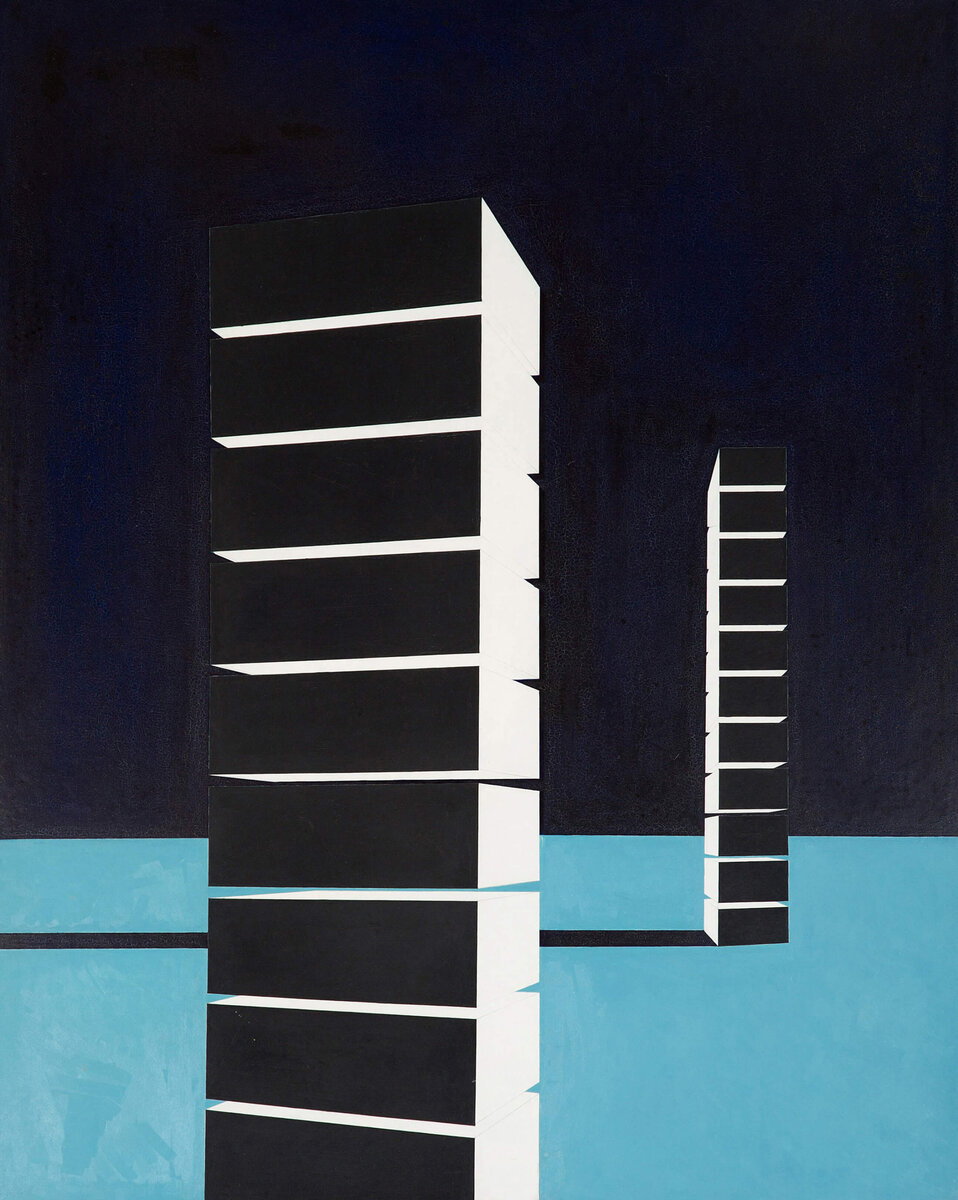 Кадзуо Накамура, "Блочная структура", 1956, мазонит, масло, 123,2 х 97,8 см, частная коллекция.