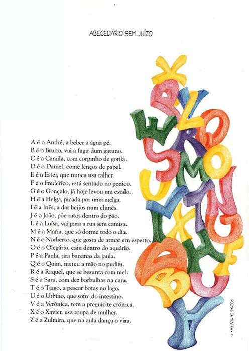 Безумный Алфавит иллюстрация из книги Poemas da Mentira e da Verdade в свободном интернет доступе