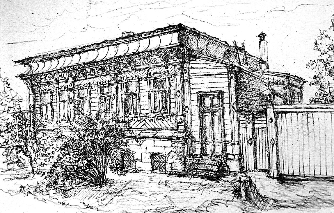 Графический рисунок дома хранится в семейном архиве