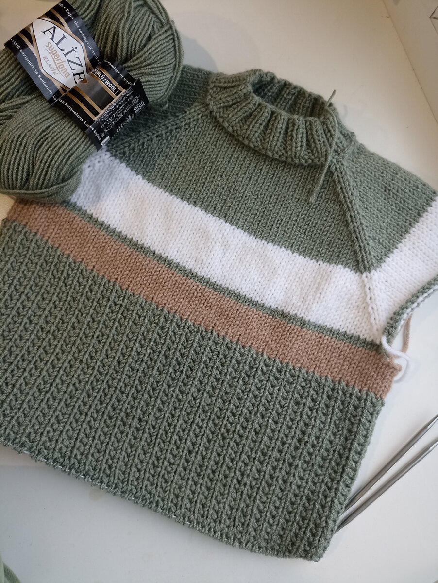 Вяжу из пряжи Ализе Суперлана классик 280м 100гр в две нити спицы √5