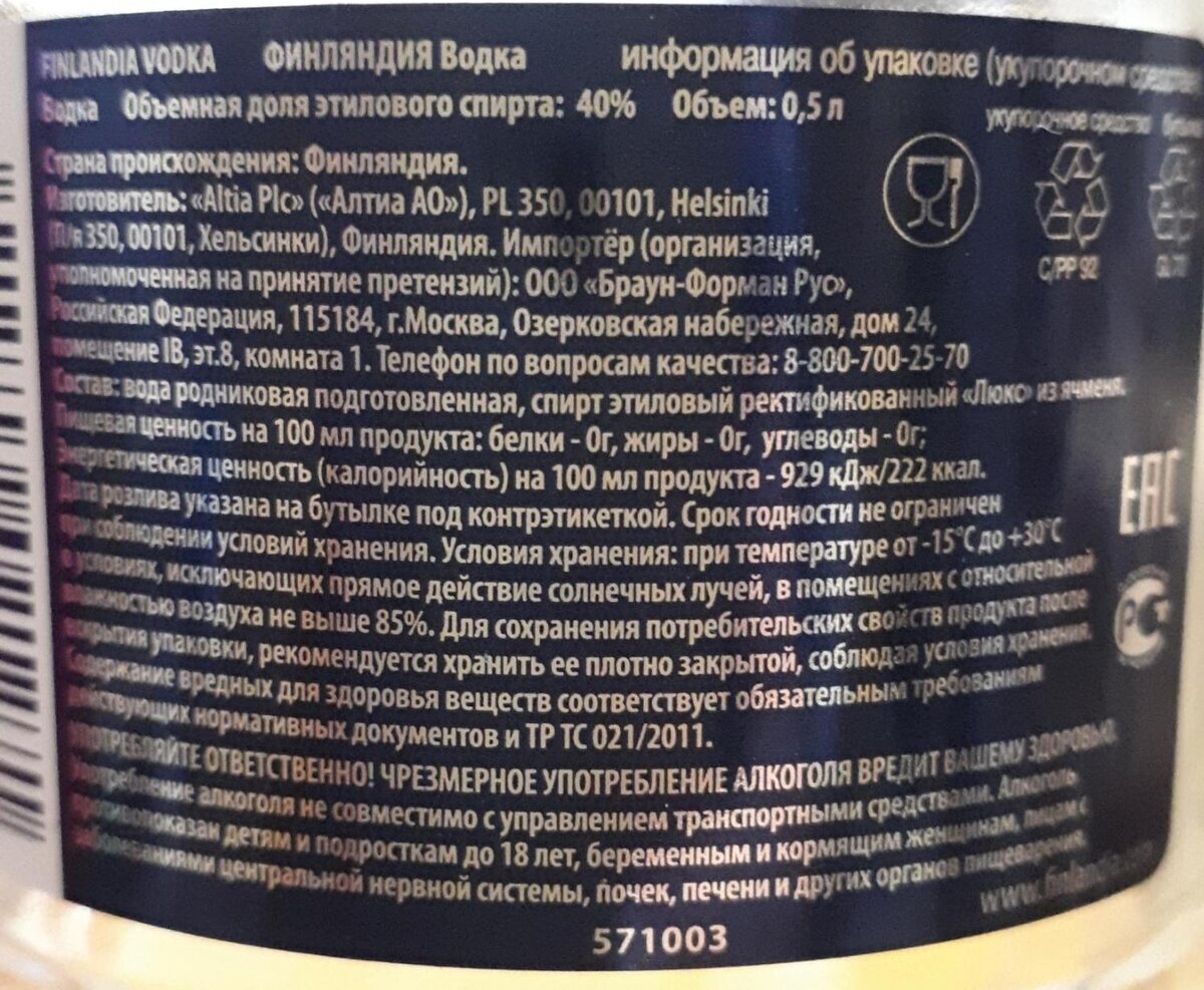 пример рецепта классической водки