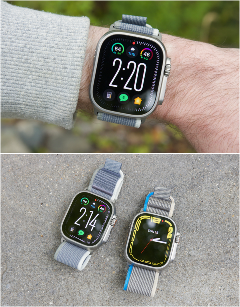 "Благодаря выдающемуся дизайну, отличному программному обеспечению и некоторым очень приятным обновлениям Apple Watch Ultra 2 трудно превзойти".                                                  Apple Watch Ultra 2 (слева) рядом с Apple Watch Ultra