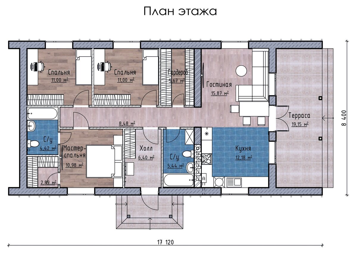 Планировка дома по проекту "Беркут"