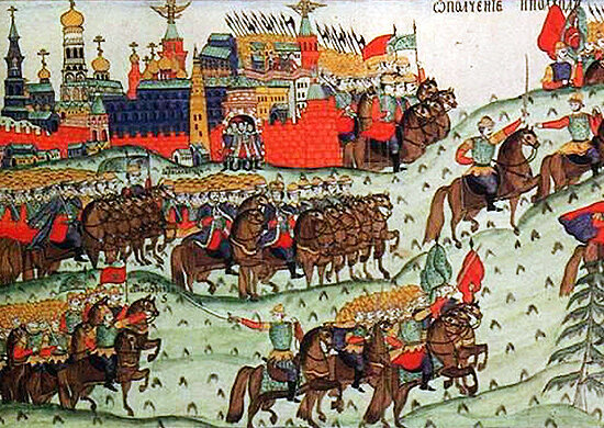 В XVII веке на картинке нарисовали конное войско, кстати.