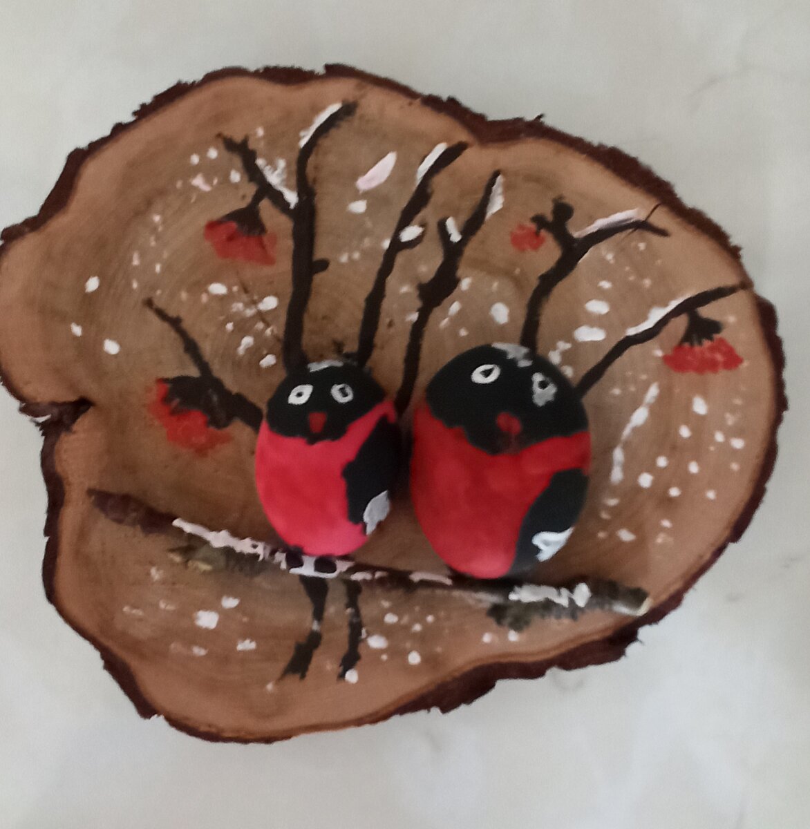 А эту картину мой внук сделал на можжевеловом спиле