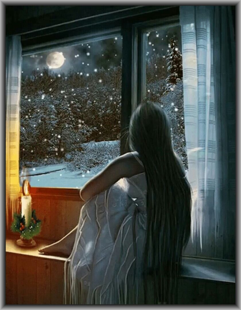 Был вечер так тих. Девушка у окна. У окна. Девушка у зимнего окна. Окно зимой.