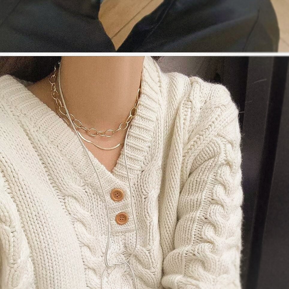 Пуловер крупной вязки с пуговицами