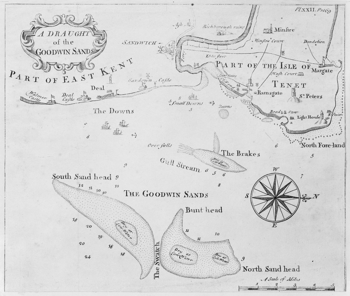 Мель Гудвина на карте 1750г 