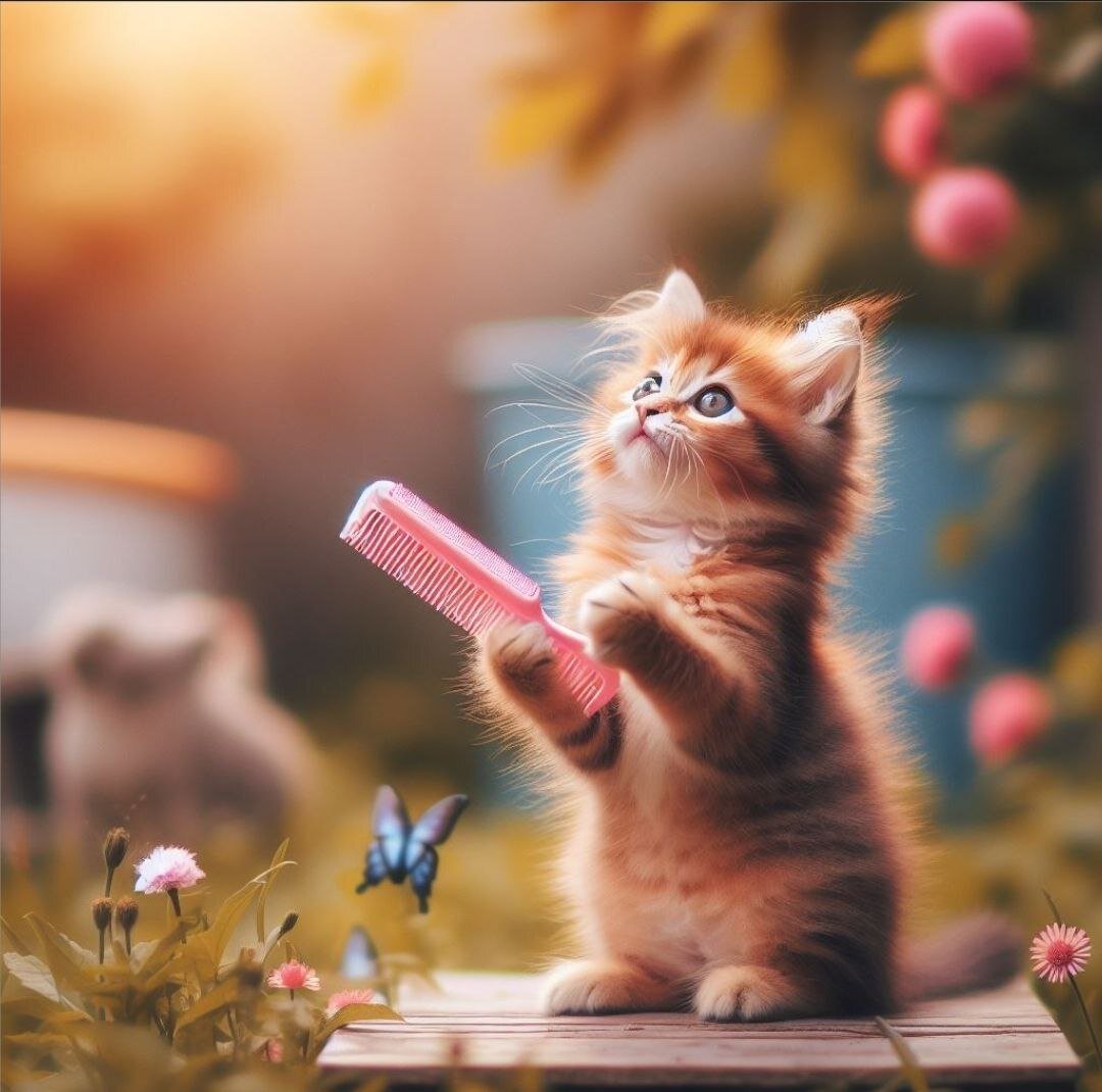 ИИ Котик ухаживает за собой