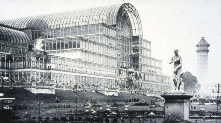 «Хрустальный дворец» на выставке в Лондоне. 1851. Инженер Дж. Пакстон