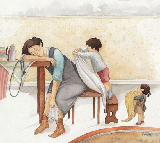 Сегодня я хочу поделиться с вами прекрасными и эмоциональными рисунками, которые отображают простую семейную жизнь.