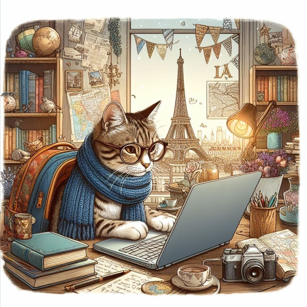 ИИ Котик писатель-путешественник