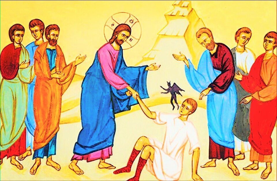 Иисус Христос исцеляет бесноватого отрока.
