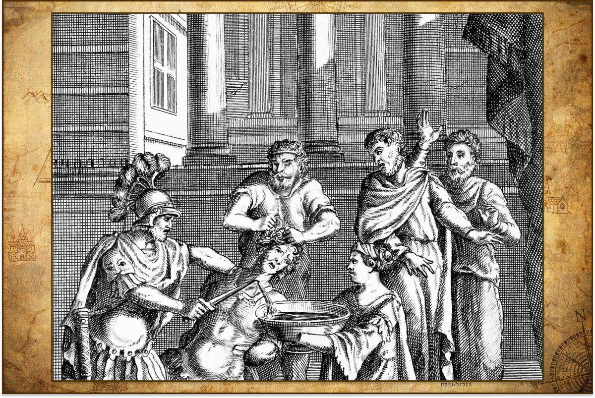 Фрагмент Illustration from Rowe, принесение в жертву старшего сына Таморы (источник: https://upload.wikimedia.org/wikipedia/commons/thumb/1/18/Illustration_from_Rowe.JPG/1280px-Illustration_from_Rowe.JPG)